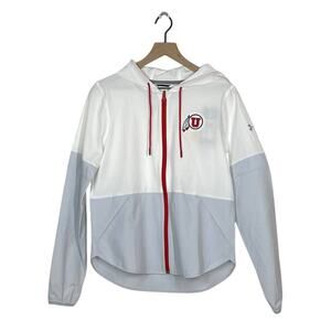 Under Armour Utah Utes Squad Warm Up Jacket NWT Women's Small White Gray Preppy